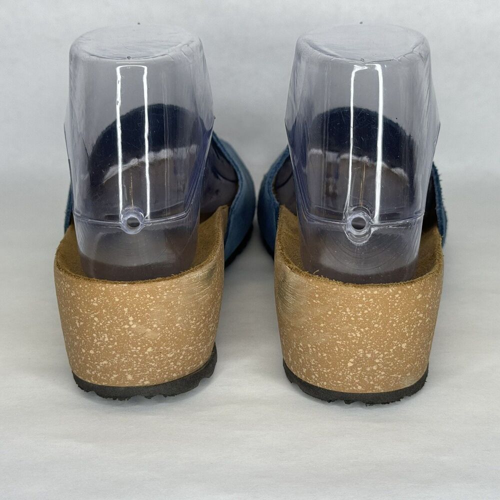 A. Giannetti Mirta Wedge Slip On Sandals Womens Size 6 Blue Suede Leather Italy‎ - Picture 8 of 11